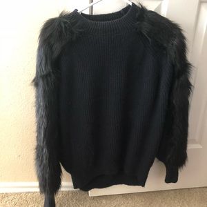 H&M fur sleeve sweater